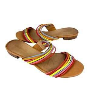 Madewell Meg Multicolored Rainbow Leather Straps Slide Sandals